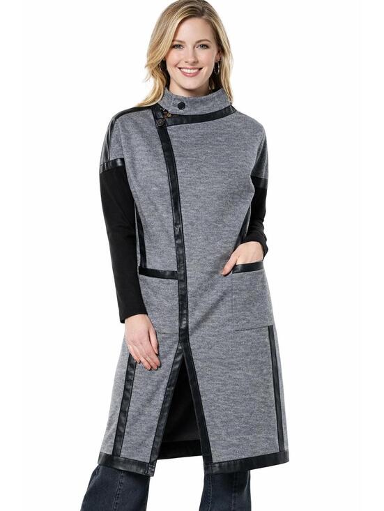 G by Giuliana Jackets & Blazers - G By Giuliana Black Label Gray Faux Leather Trim Coat Jacket Size XL